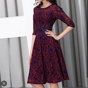 Miusol Red and Blue lace dress